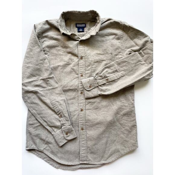 Men's Lands' End Beige Brushed Cotton Button Down Size Medium - Picture 1 of 6